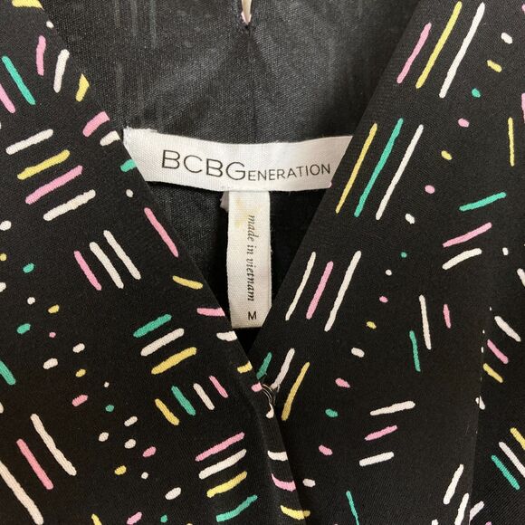 BCBGeneration Matchsticks Surplice Maxi Dress Size M Black Multi Strappy Pockets - Picture 8 of 10